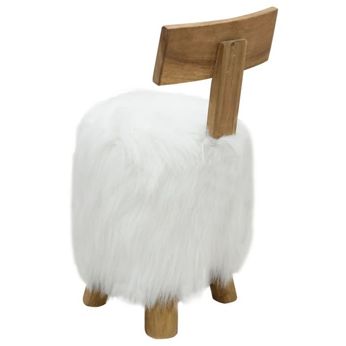 Tabouret Blanc Bois de teck massif - Photo n°4