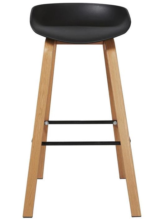 Tabouret de bar ABS noir et pieds métal effet bois clair Arima - Lot de 2 - Photo n°3