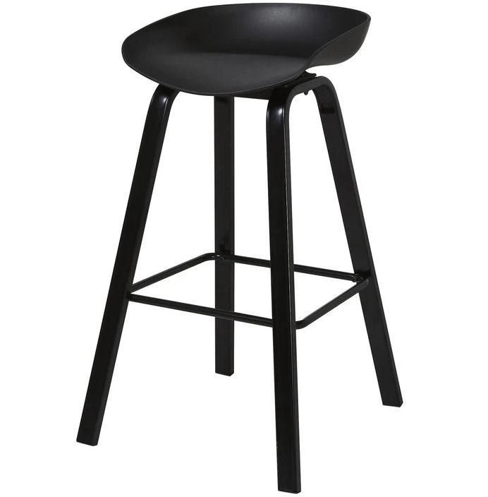 Tabouret de bar ABS noir et pieds métal noir Arima - Lot de 4 - Photo n°4