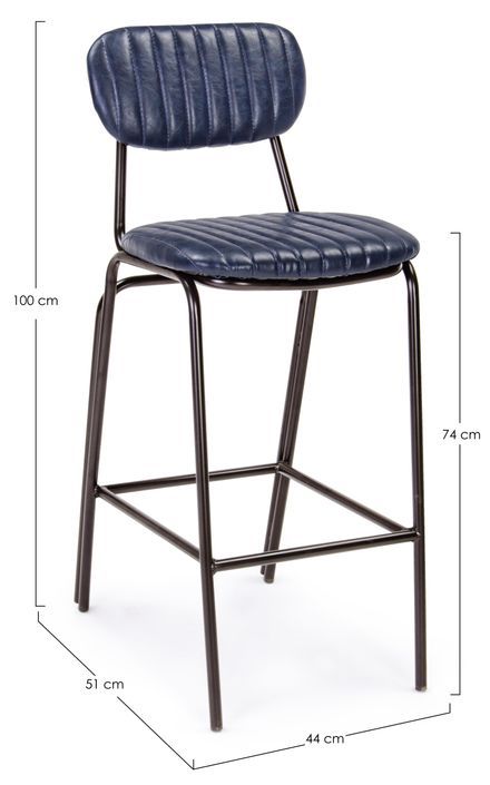 Tabouret de bar acier bleu Debbie hauteur d'assise 74 cm - Photo n°3