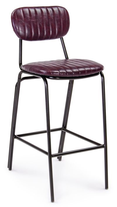 Tabouret de bar acier bordeaux Debbie hauteur d'assise 74 cm - Photo n°1