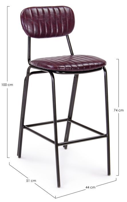 Tabouret de bar acier bordeaux Debbie hauteur d'assise 74 cm - Photo n°5