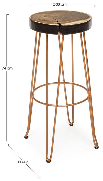 Tabouret de bar bois mungur et pieds acier Mel - Lot de 2 - Photo n°3