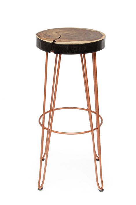 Tabouret de bar bois mungur et pieds acier Mel - Lot de 2 - Photo n°5