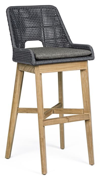 Tabouret de bar de jardin aluminium noir Peria - Lot de 2 - Photo n°1