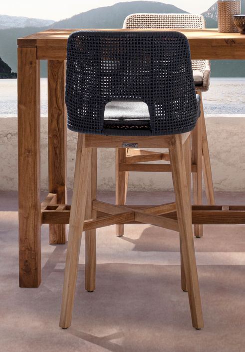 Tabouret de bar de jardin aluminium noir Peria - Lot de 2 - Photo n°2