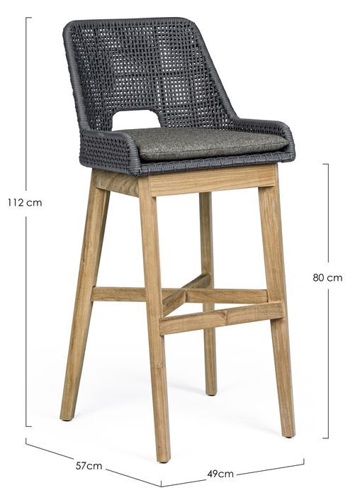 Tabouret de bar de jardin aluminium noir Peria - Lot de 2 - Photo n°3