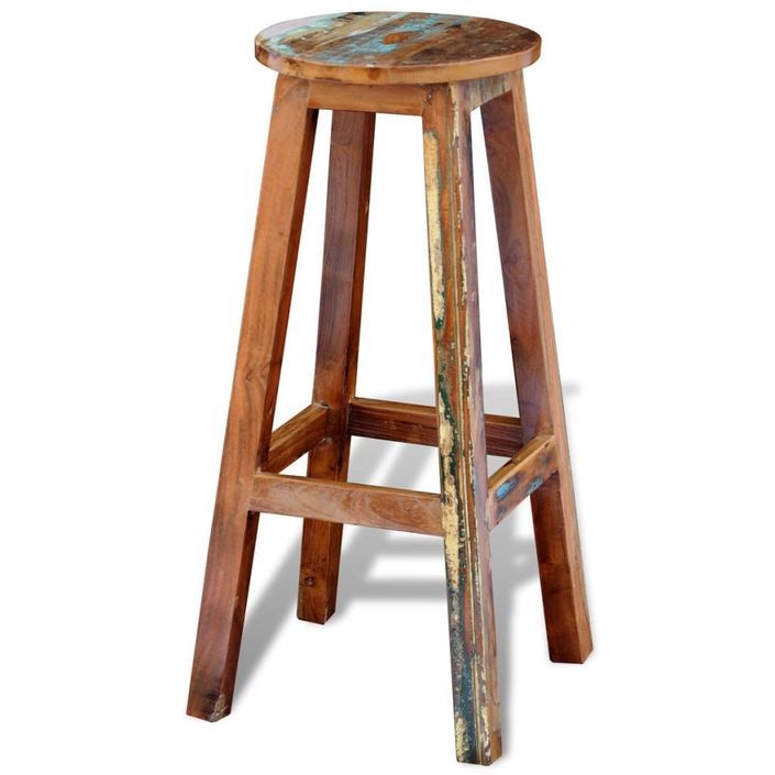 Tabouret de bar rond bois massif recyclé Moust 75 cm - Photo n°2