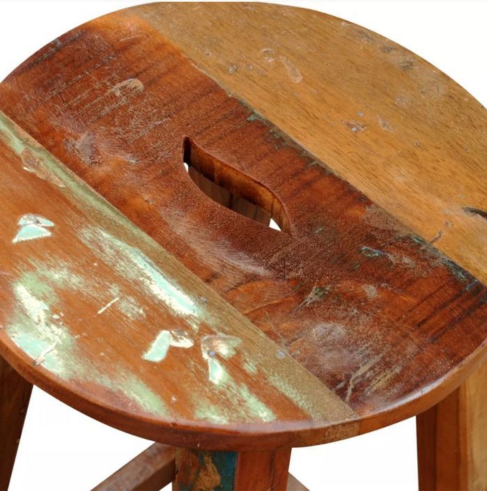 Tabouret de bar rond bois massif recyclé Moust 75 cm - Photo n°4