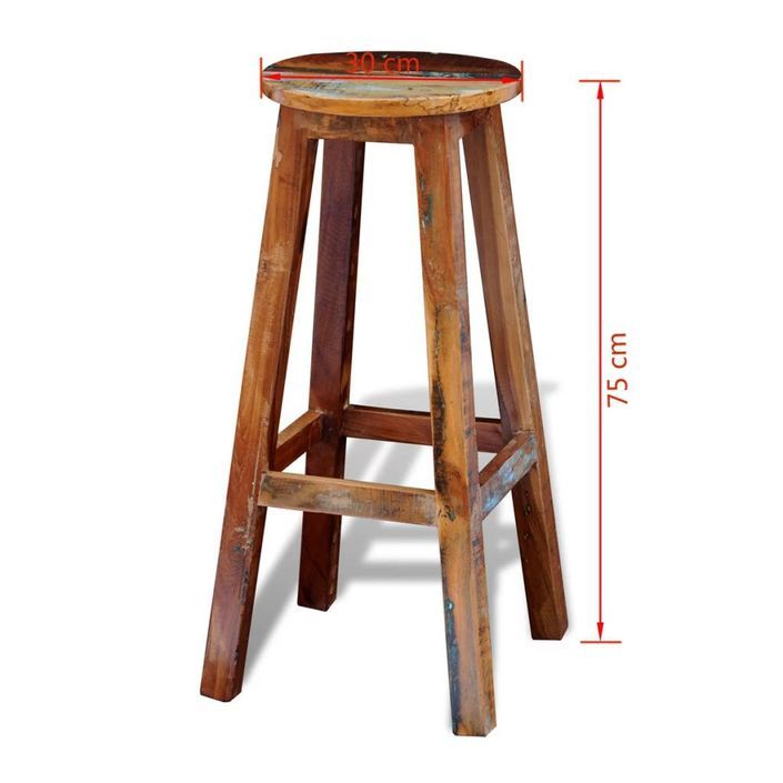 Tabouret de bar rond bois massif recyclé Moust 75 cm - Photo n°5