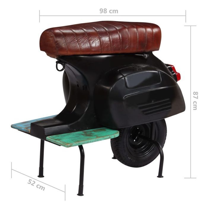 Tabouret de bar scooter cuir marron et métal noir Shot - Photo n°8