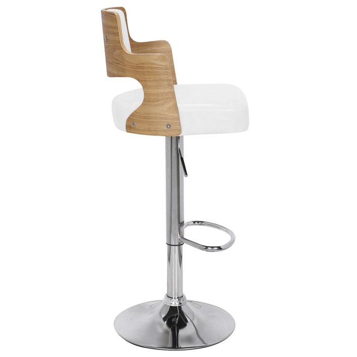 Tabouret de bar simili cuir blanc et chêne clair Pako - Lot de 2 - Photo n°4