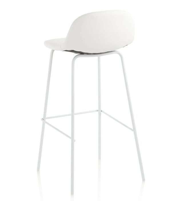 Tabouret de bar simili cuir blanc et pieds métal blanc Vyre - Photo n°2