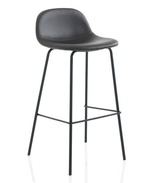 Tabouret de bar simili cuir marron et pieds métal noir Vyre - Lot de 2 - Photo n°1