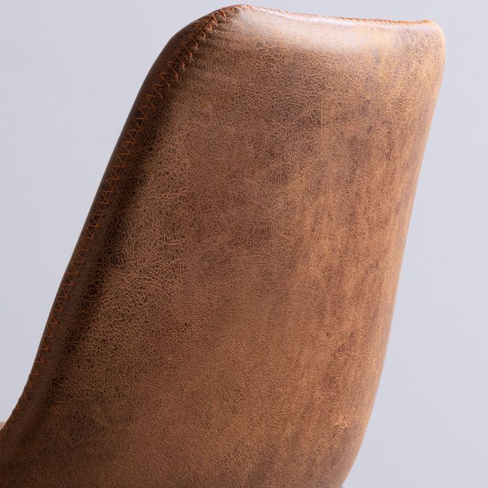 Tabouret de bar simili cuir vernie camel et acier noir Famou 72 cm - Photo n°3