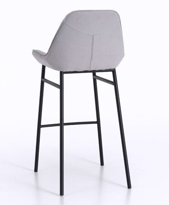 Tabouret de bar tissu gris clair et pieds métal noir Omery - Lot de 2 - Photo n°2