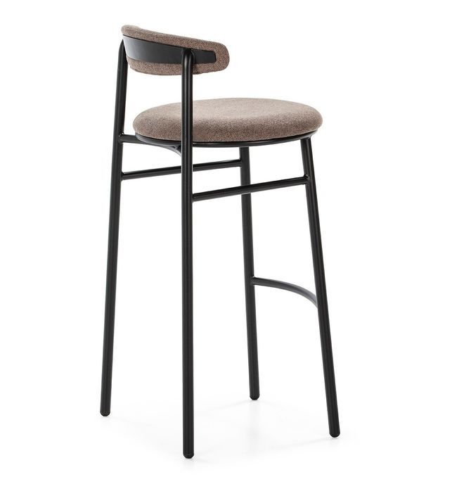 Tabouret de bar tissu gris et pieds métal noir Rava - Photo n°3