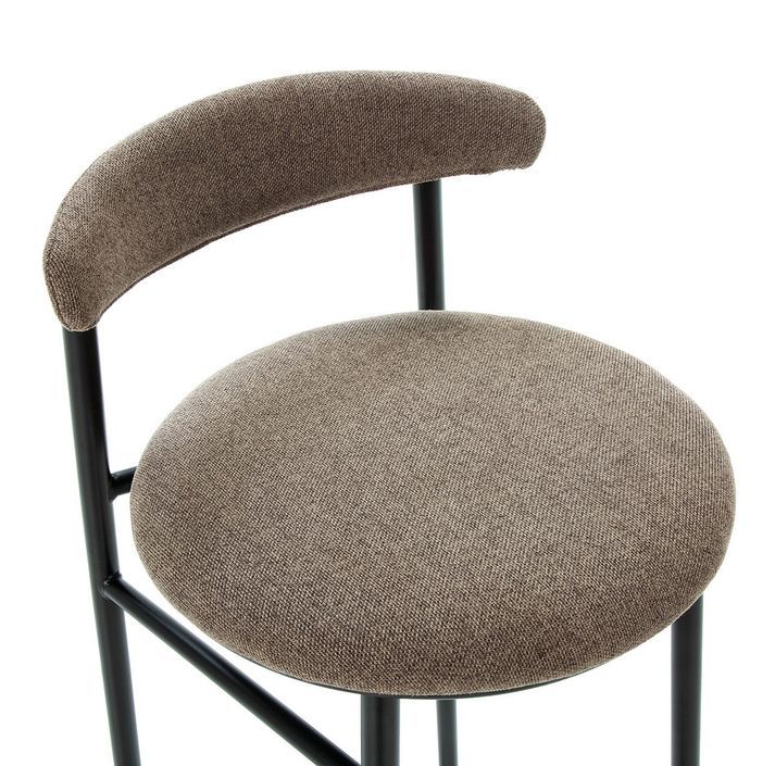 Tabouret de bar tissu gris et pieds métal noir Rava - Photo n°4