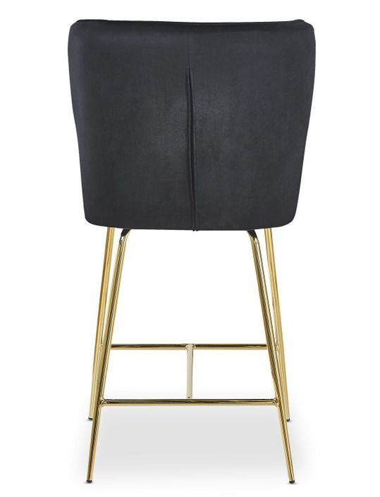 Tabouret de bar velours noir et pieds métal doré Indal assise H 65 cm - Photo n°4