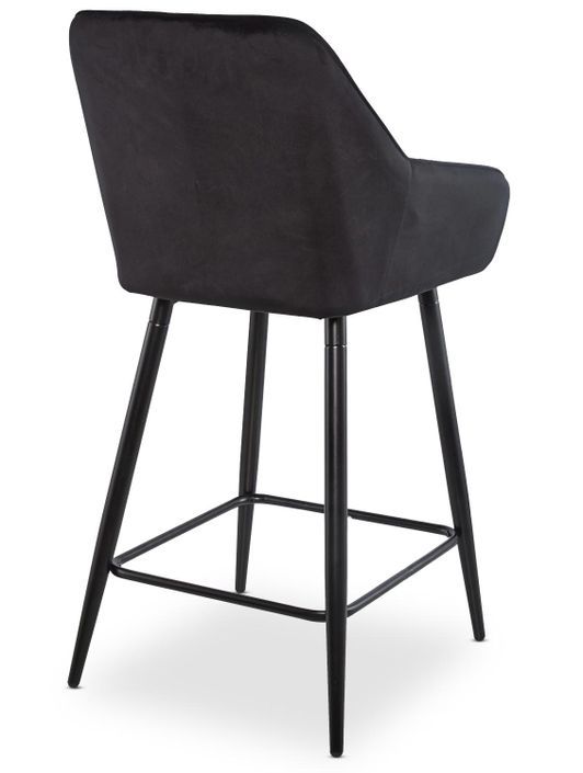 Tabouret de bar velours noir et pieds métal noir Oni - Lot de 2 - Photo n°5