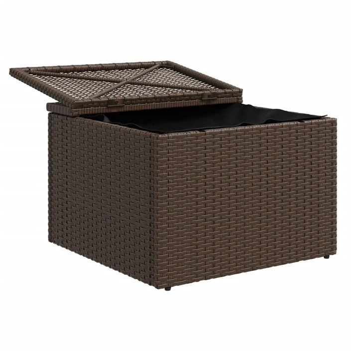 Tabouret de jardin avec coussin brun 55x55x37 cm résine tressée - Photo n°7