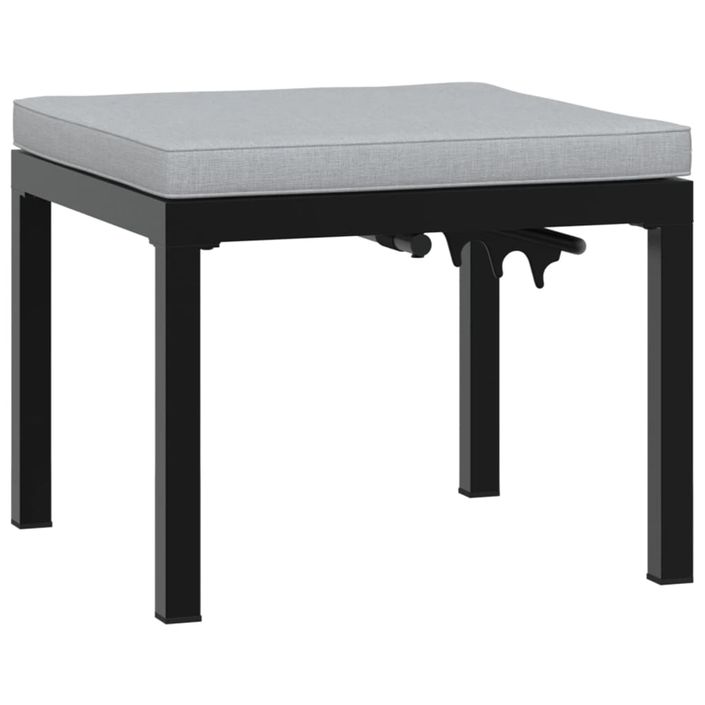 Tabouret de jardin avec coussin noir acier enduit de poudre - Photo n°5