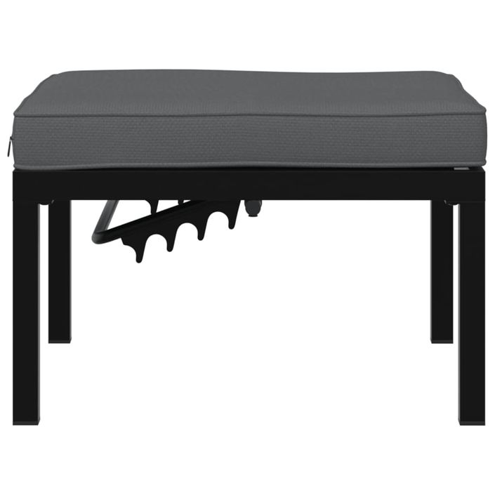 Tabouret de jardin avec coussin noir aluminium - Photo n°3