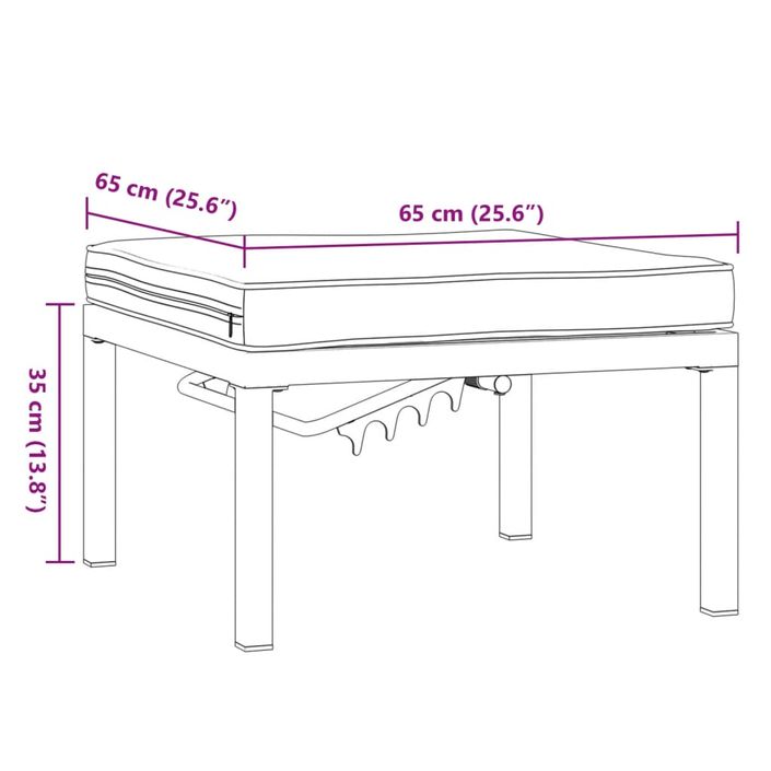 Tabouret de jardin avec coussin noir aluminium - Photo n°8