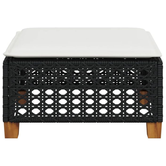 Tabouret de jardin et coussin noir 63,5x56x32 cm résine tressée - Photo n°4