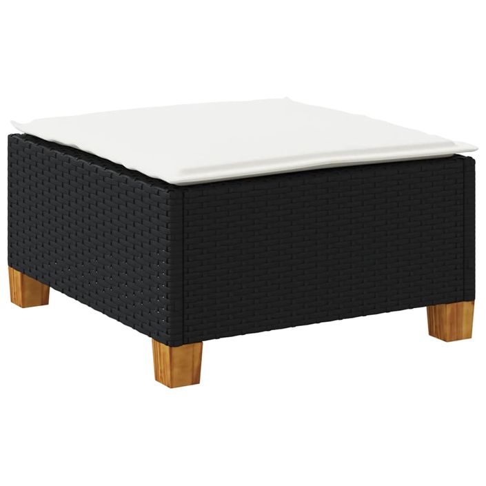 Tabouret de jardin et coussin noir 63,5x56x32 cm résine tressée - Photo n°6