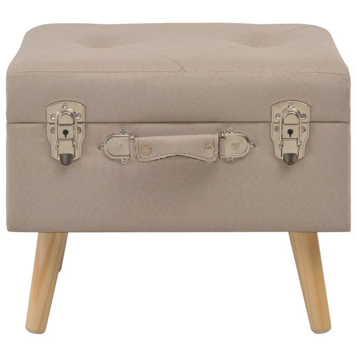 Tabouret de rangement 40 cm Beige Tissu - Photo n°3