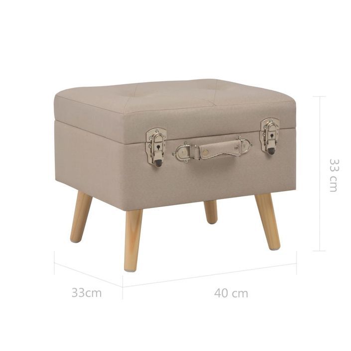 Tabouret de rangement 40 cm Beige Tissu - Photo n°9