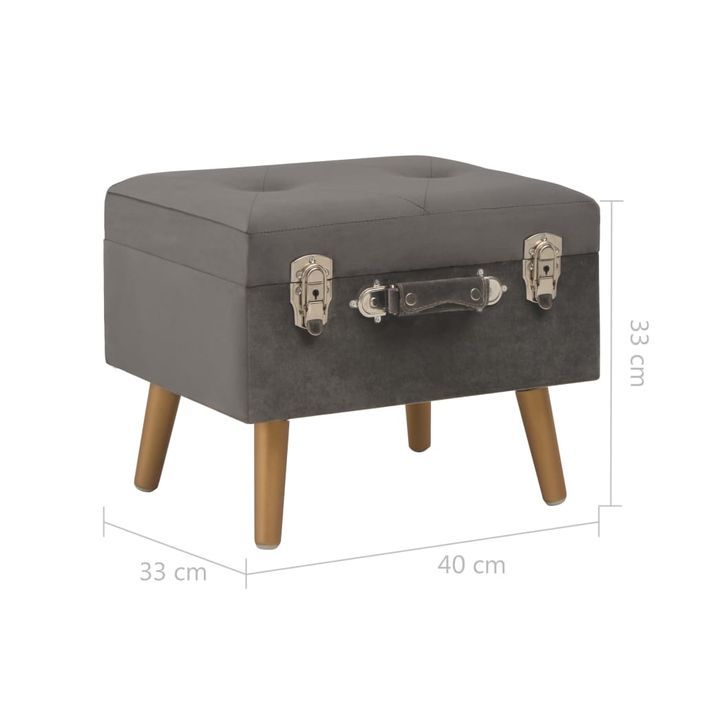 Tabouret de rangement 40 cm Gris Velours - Photo n°9