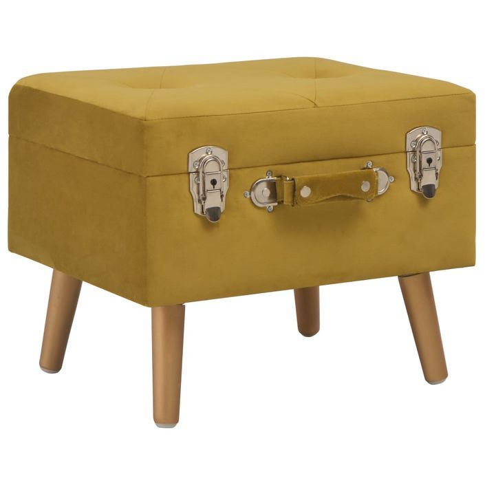 Tabouret de rangement 40 cm Jaune moutarde Velours - Photo n°1