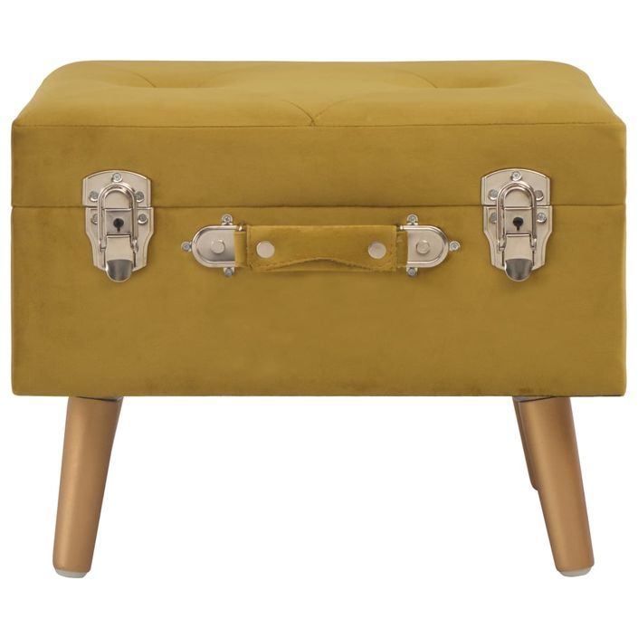 Tabouret de rangement 40 cm Jaune moutarde Velours - Photo n°3