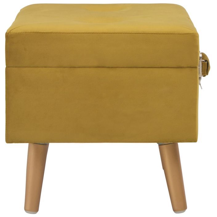 Tabouret de rangement 40 cm Jaune moutarde Velours - Photo n°4