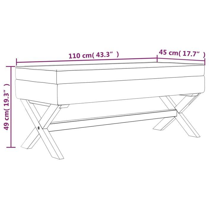 Tabouret de rangement Beige 110x45x49 cm Lin - Photo n°7