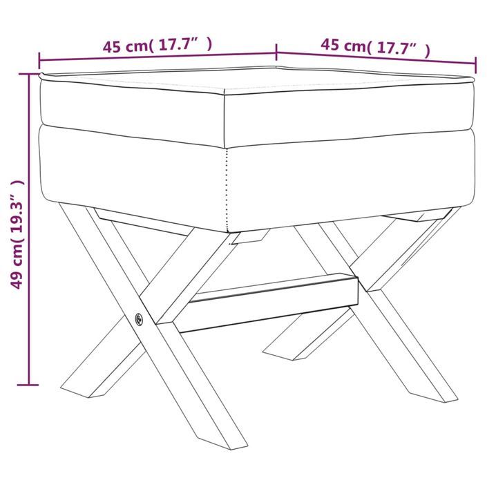 Tabouret de rangement Beige 45x45x49 cm Lin - Photo n°7