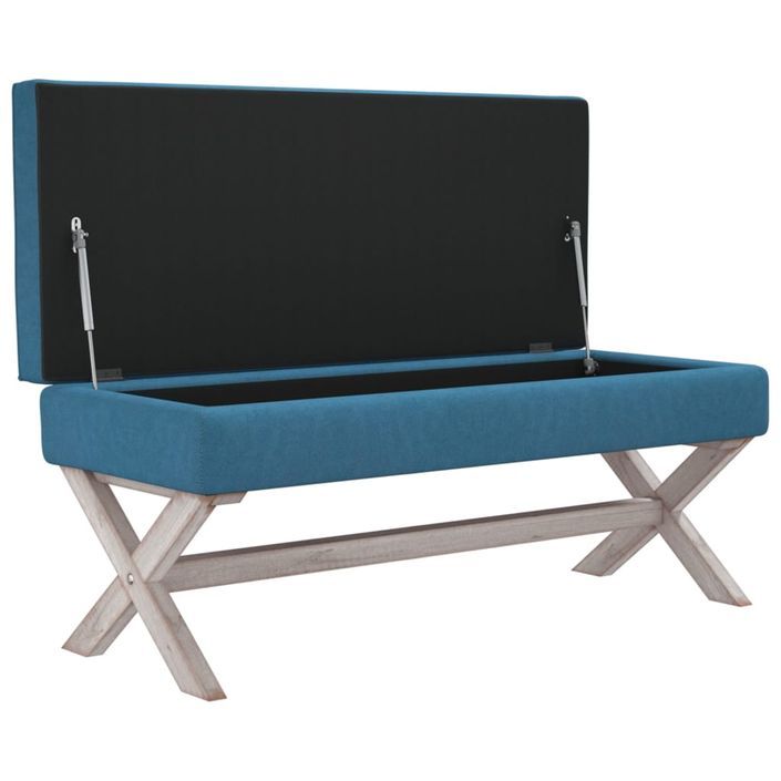 Tabouret de rangement Bleu 110x45x49 cm Velours - Photo n°4