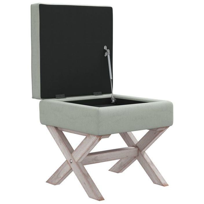 Tabouret de rangement Gris clair 45x45x49 cm Velours - Photo n°4