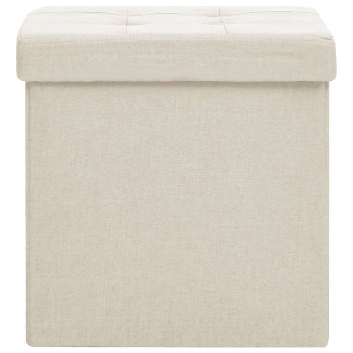 Tabouret de rangement pliable Blanc crème Faux lin - Photo n°3