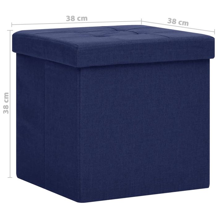 Tabouret de rangement pliable Bleu Faux lin - Photo n°8