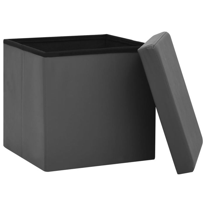 Tabouret de rangement pliable Gris PVC - Photo n°4