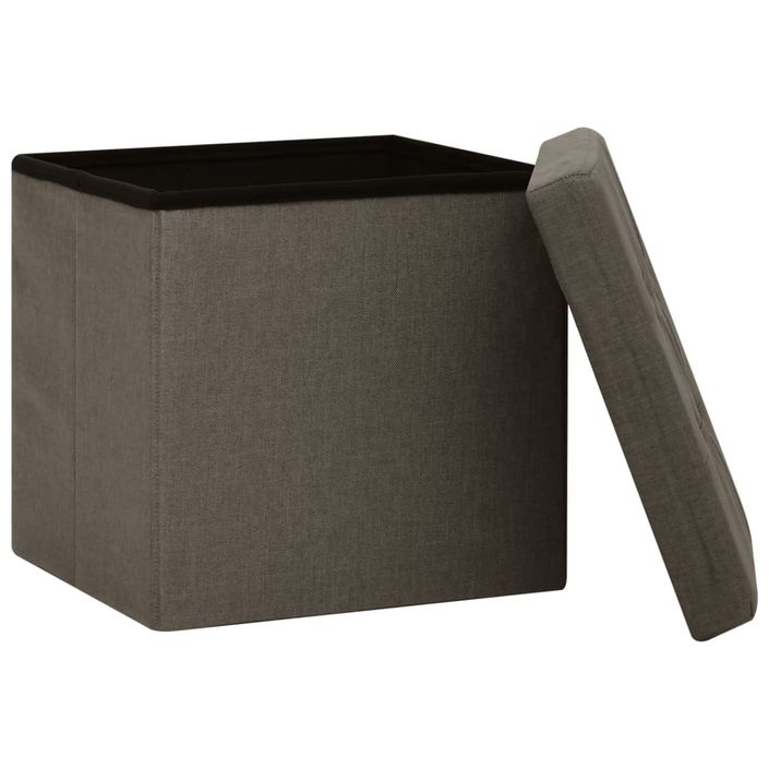 Tabouret de rangement pliable Marron Faux lin - Photo n°4