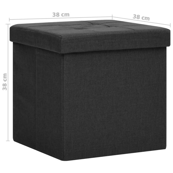 Tabouret de rangement pliable Noir Faux lin - Photo n°8