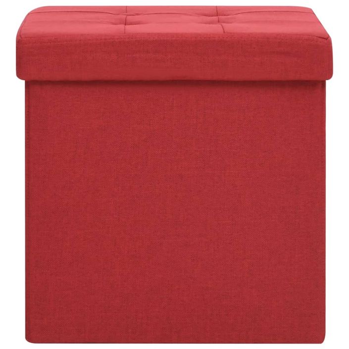 Tabouret de rangement pliable Rouge bordeaux Faux lin - Photo n°3