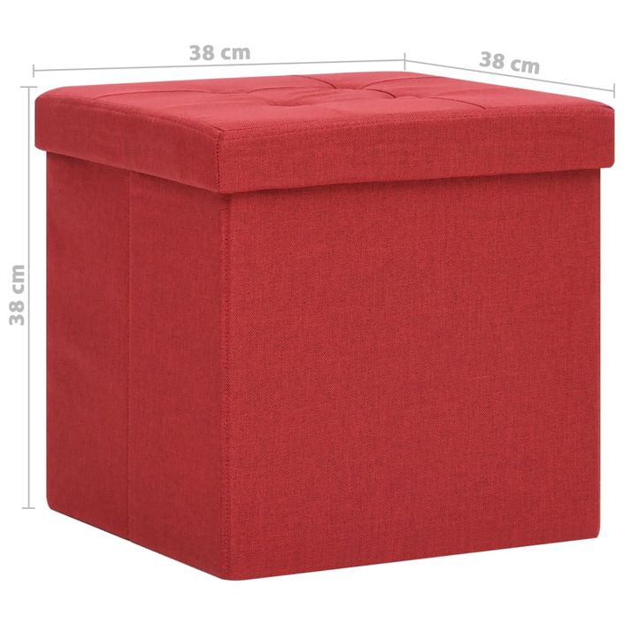 Tabouret de rangement pliable Rouge bordeaux Faux lin - Photo n°8