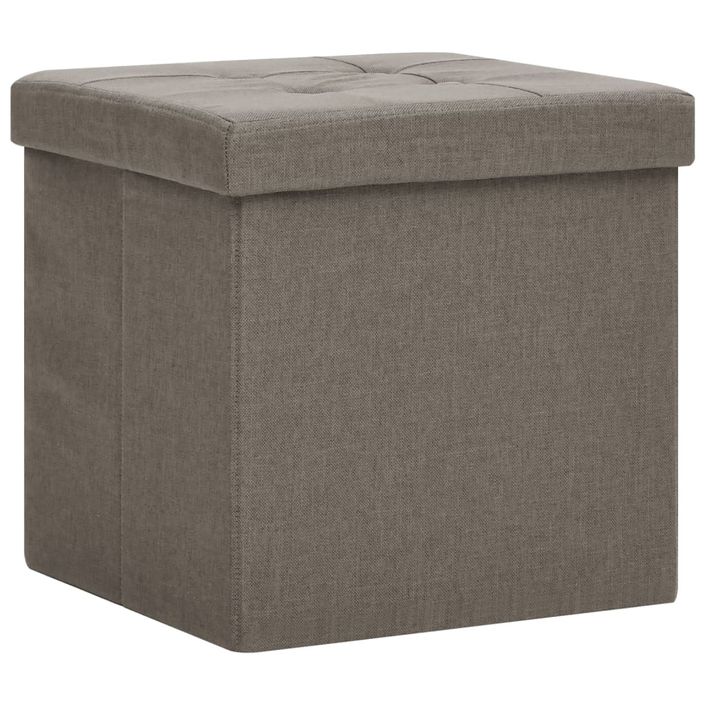 Tabouret de rangement pliable Taupe Faux lin - Photo n°2