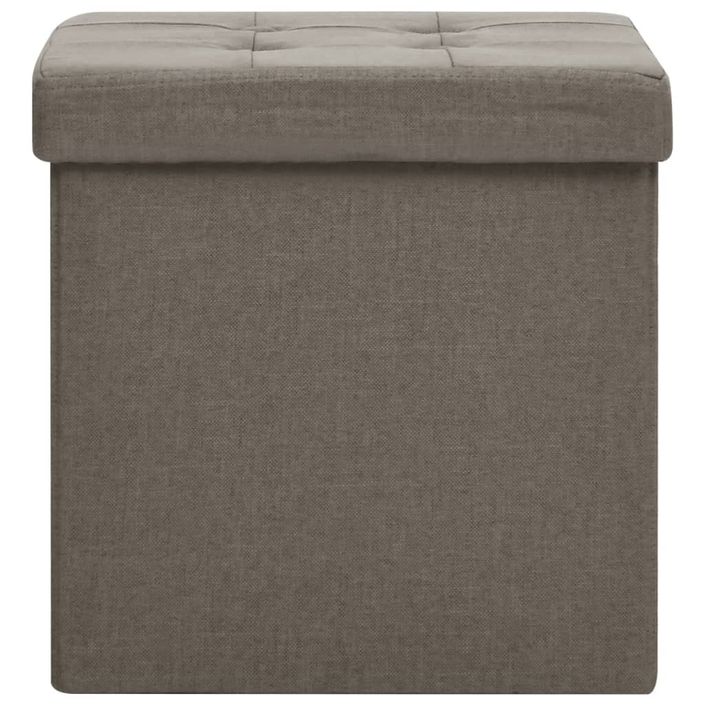 Tabouret de rangement pliable Taupe Faux lin - Photo n°3