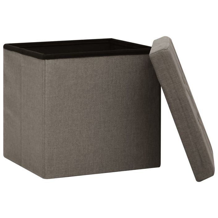 Tabouret de rangement pliable Taupe Faux lin - Photo n°4